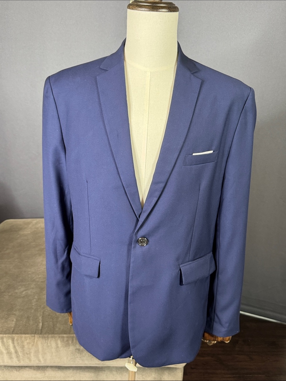 Men’s Navy One Button Men's Blazer Suit Jacket Business Office Size 44 NWT